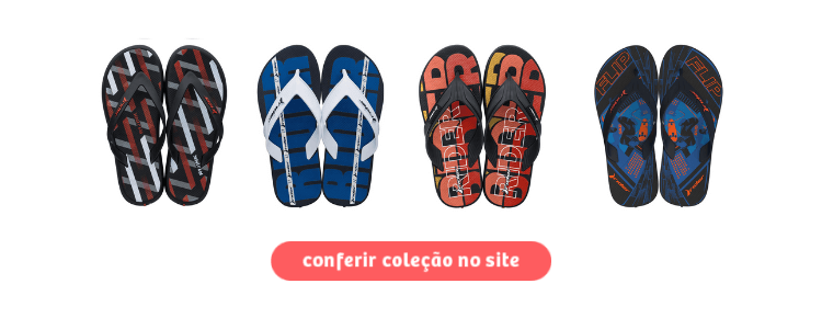 Chinelos da Rider com estampas coloridas para serem comprados na Daniel Atacado. Clique na imagem.