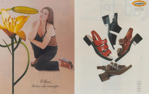 Propaganda da marca Azaleia durante a coleção de verão de 1996. Foto: Reprodução/Propaganda em Revista.